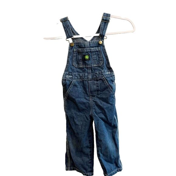 John Deere Unisex Blue Overall 2T Denim Bib Wide Leg Pockets Buckle Straps - Picture 1 of 8